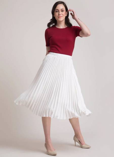 White Colour Divya Nayka Solid Soft Satin Fancy Skirt Collection DF-NYKAA-18